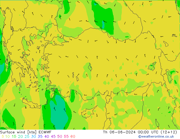 ветер 10 m ECMWF чт 06.06.2024 00 UTC