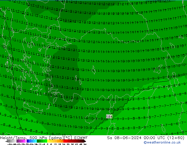 Height/Temp. 500 hPa ECMWF Sa 08.06.2024 00 UTC