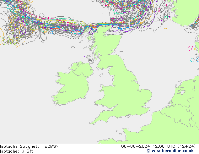 Isotachs Spaghetti ECMWF Th 06.06.2024 12 UTC