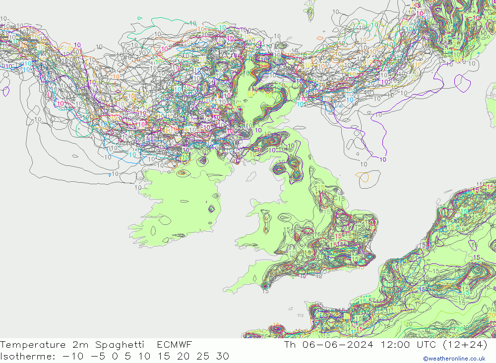 Temperaturkarte Spaghetti ECMWF Do 06.06.2024 12 UTC