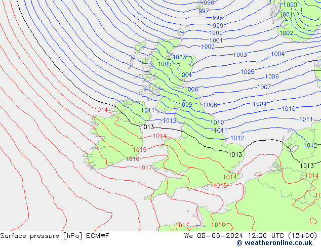 Atmosférický tlak ECMWF St 05.06.2024 12 UTC