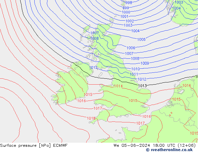 ciśnienie ECMWF śro. 05.06.2024 18 UTC