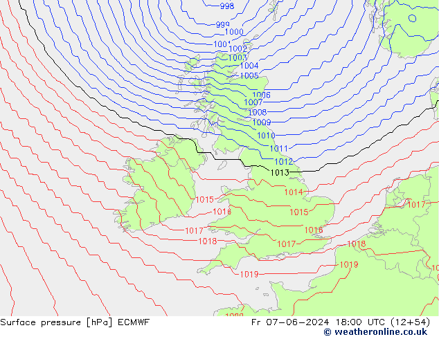 Surface pressure ECMWF Fr 07.06.2024 18 UTC