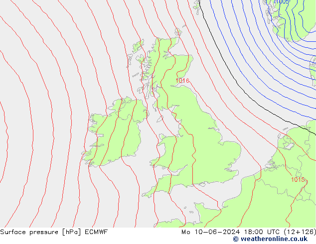 приземное давление ECMWF пн 10.06.2024 18 UTC