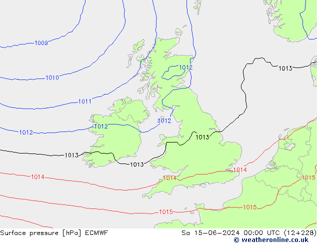 pressão do solo ECMWF Sáb 15.06.2024 00 UTC