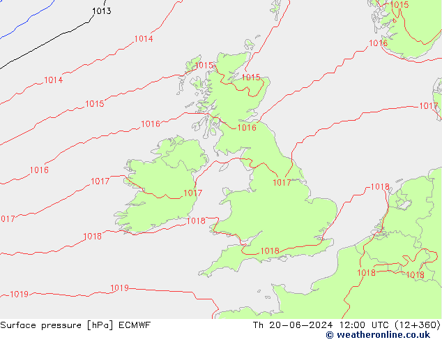 Yer basıncı ECMWF Per 20.06.2024 12 UTC