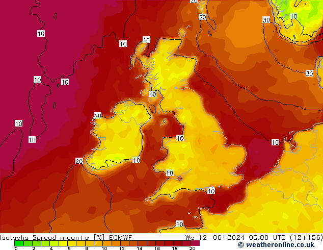 Isotachs Spread ECMWF We 12.06.2024 00 UTC