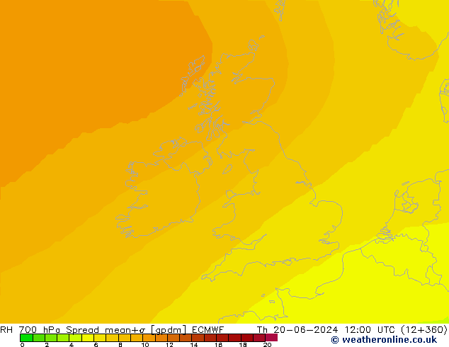 700 hPa Nispi Nem Spread ECMWF Per 20.06.2024 12 UTC