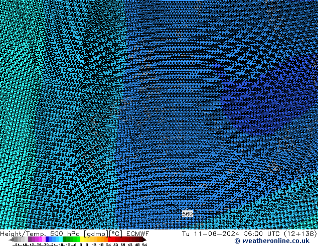 Hoogte/Temp. 500 hPa ECMWF di 11.06.2024 06 UTC