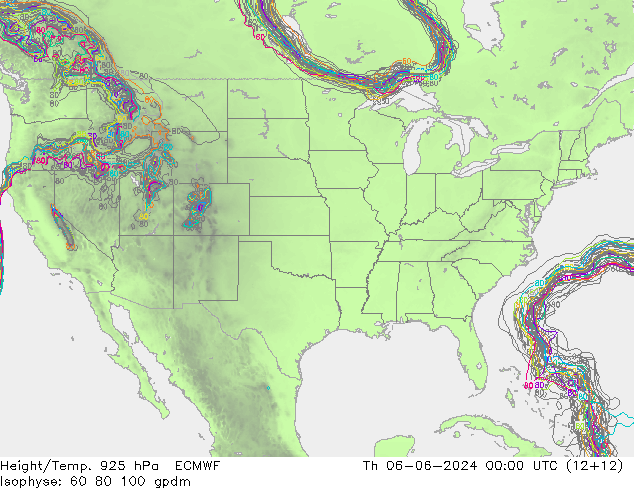 Géop./Temp. 925 hPa ECMWF jeu 06.06.2024 00 UTC