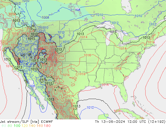 джет/приземное давление ECMWF чт 13.06.2024 12 UTC