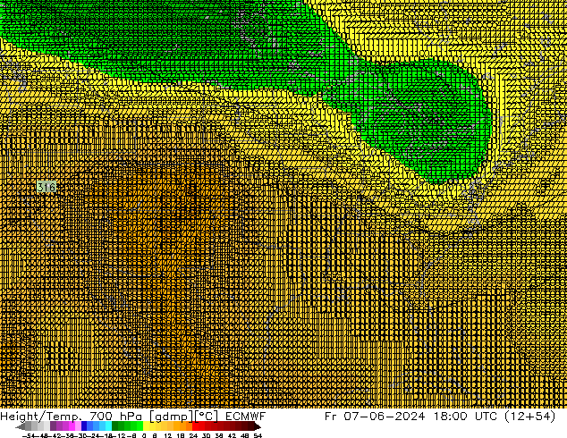 Height/Temp. 700 hPa ECMWF Fr 07.06.2024 18 UTC