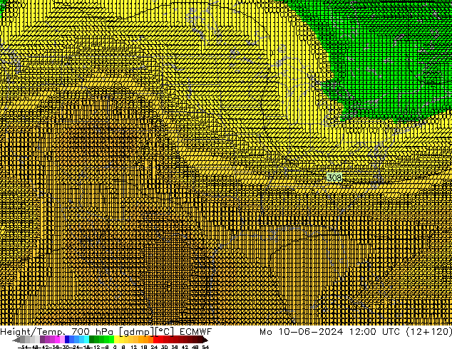 Height/Temp. 700 hPa ECMWF Mo 10.06.2024 12 UTC