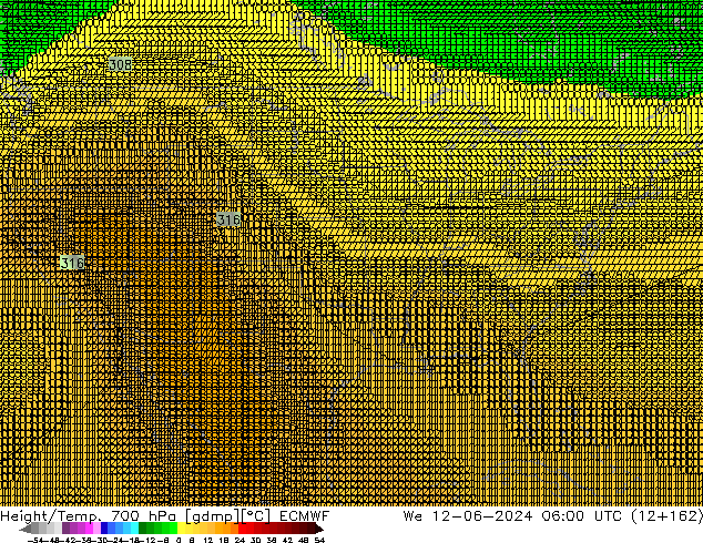 Height/Temp. 700 hPa ECMWF Qua 12.06.2024 06 UTC