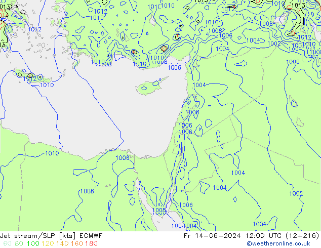 Jet stream/SLP ECMWF Pá 14.06.2024 12 UTC