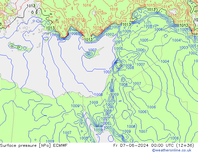 Pressione al suolo ECMWF ven 07.06.2024 00 UTC