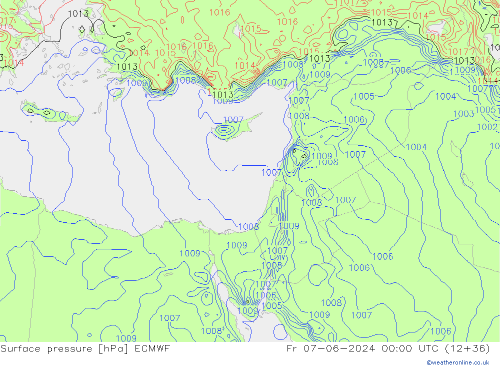 Surface pressure ECMWF Fr 07.06.2024 00 UTC