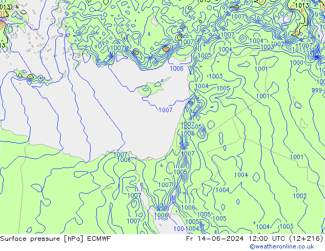 Atmosférický tlak ECMWF Pá 14.06.2024 12 UTC