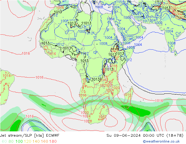 Corriente en chorro ECMWF dom 09.06.2024 00 UTC