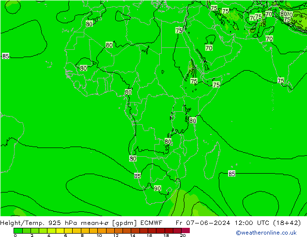 Height/Temp. 925 hPa ECMWF Fr 07.06.2024 12 UTC