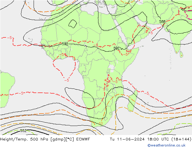 Height/Temp. 500 hPa ECMWF mar 11.06.2024 18 UTC