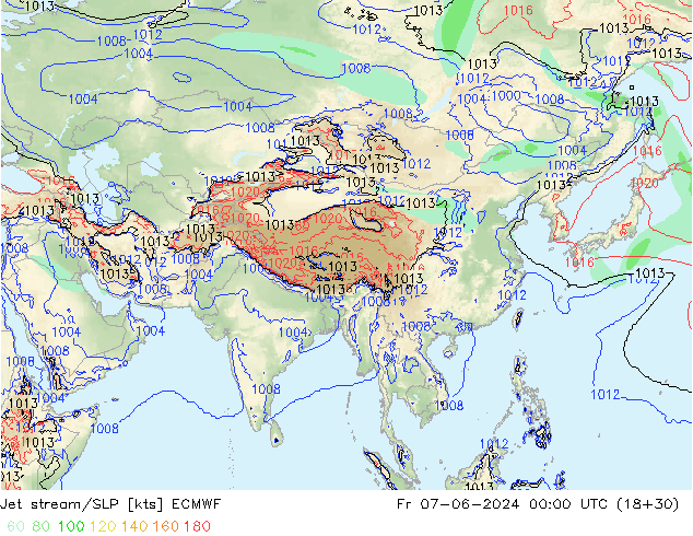 Jet stream/SLP ECMWF Fr 07.06.2024 00 UTC