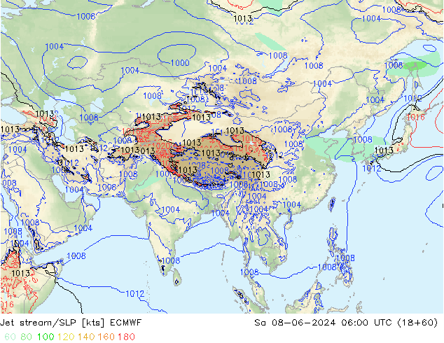 Corriente en chorro ECMWF sáb 08.06.2024 06 UTC