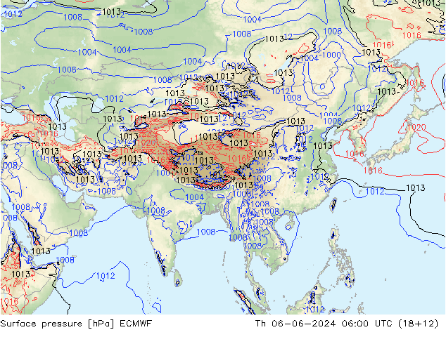 Surface pressure ECMWF Th 06.06.2024 06 UTC