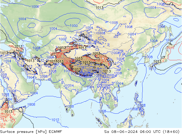 приземное давление ECMWF сб 08.06.2024 06 UTC