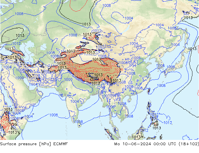 Surface pressure ECMWF Mo 10.06.2024 00 UTC