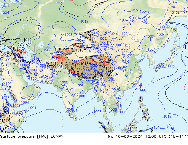 приземное давление ECMWF пн 10.06.2024 12 UTC