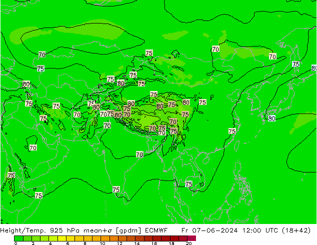 Height/Temp. 925 hPa ECMWF Fr 07.06.2024 12 UTC