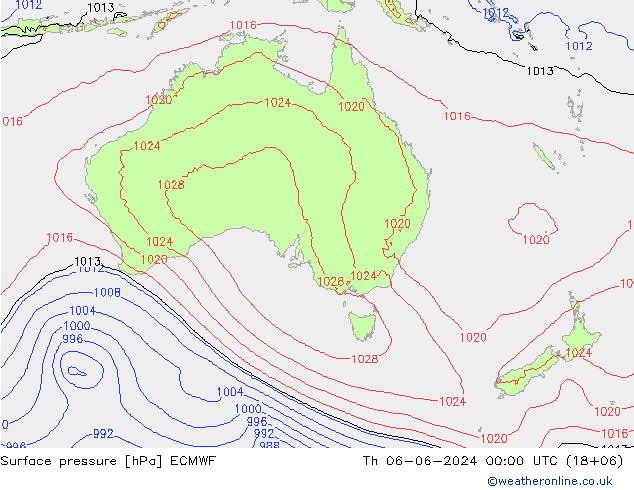 Surface pressure ECMWF Th 06.06.2024 00 UTC