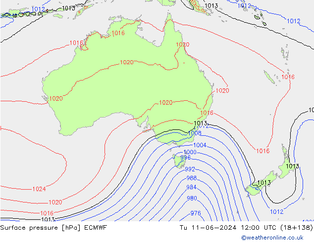 Presión superficial ECMWF mar 11.06.2024 12 UTC