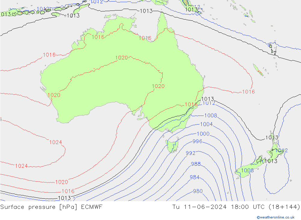 pressão do solo ECMWF Ter 11.06.2024 18 UTC