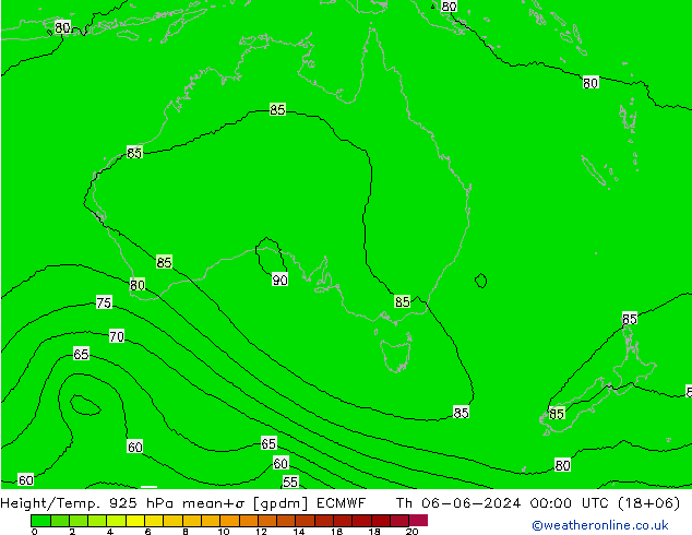 Geop./Temp. 925 hPa ECMWF jue 06.06.2024 00 UTC