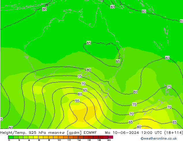 Height/Temp. 925 hPa ECMWF Mo 10.06.2024 12 UTC