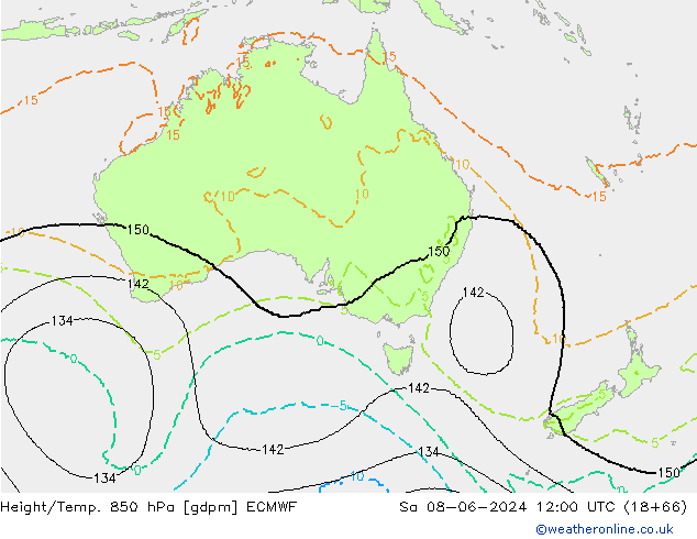 Height/Temp. 850 hPa ECMWF Sa 08.06.2024 12 UTC