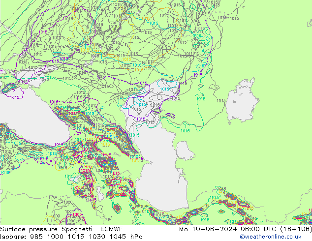 Yer basıncı Spaghetti ECMWF Pzt 10.06.2024 06 UTC