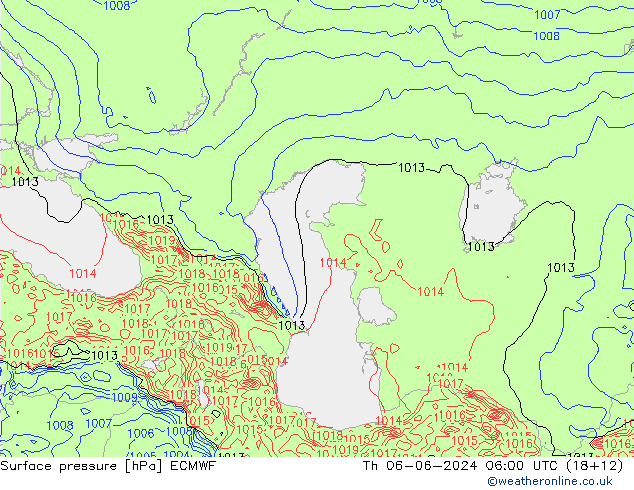 Surface pressure ECMWF Th 06.06.2024 06 UTC