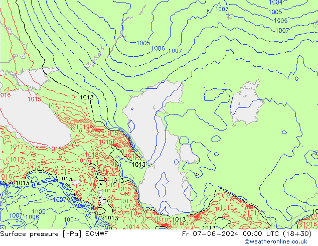 Surface pressure ECMWF Fr 07.06.2024 00 UTC