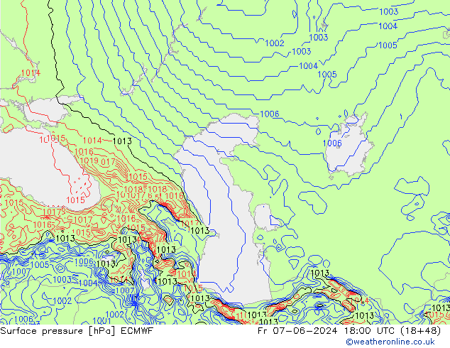 Surface pressure ECMWF Fr 07.06.2024 18 UTC