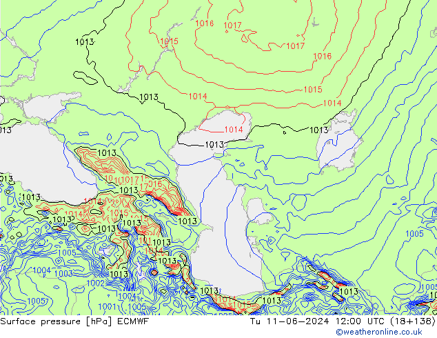 Luchtdruk (Grond) ECMWF di 11.06.2024 12 UTC