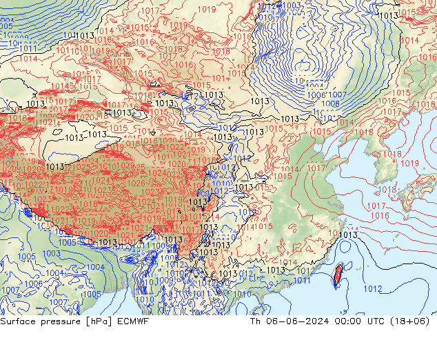 地面气压 ECMWF 星期四 06.06.2024 00 UTC