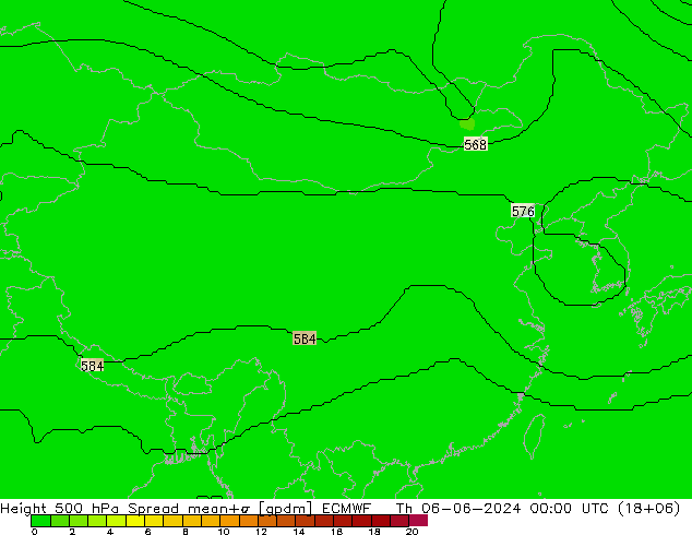 Height 500 hPa Spread ECMWF  06.06.2024 00 UTC