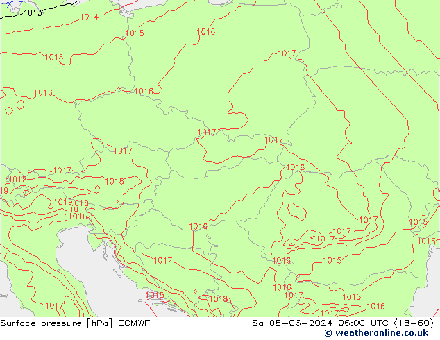 pressão do solo ECMWF Sáb 08.06.2024 06 UTC