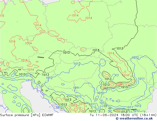 pressão do solo ECMWF Ter 11.06.2024 18 UTC