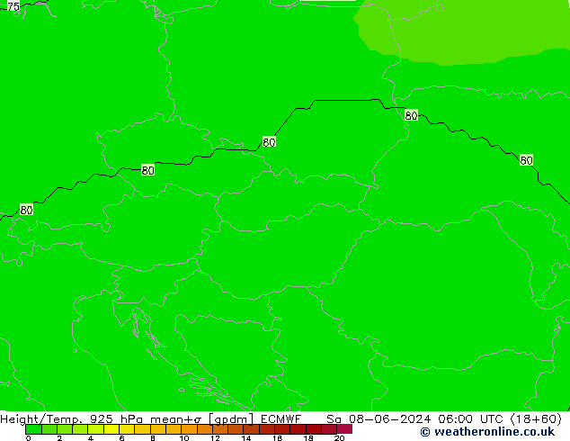 Height/Temp. 925 hPa ECMWF Sa 08.06.2024 06 UTC