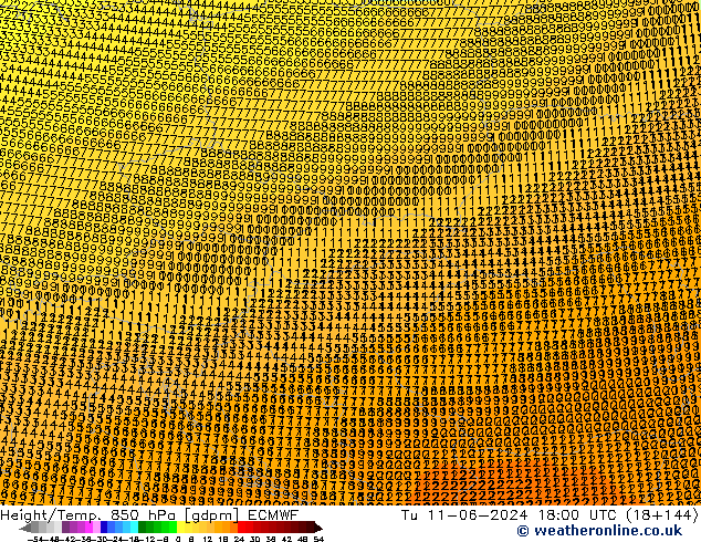 Height/Temp. 850 hPa ECMWF Ter 11.06.2024 18 UTC