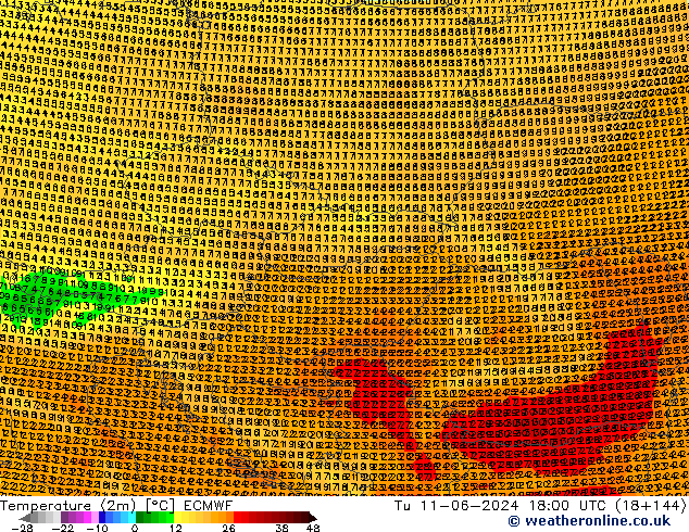 Temperatura (2m) ECMWF Ter 11.06.2024 18 UTC